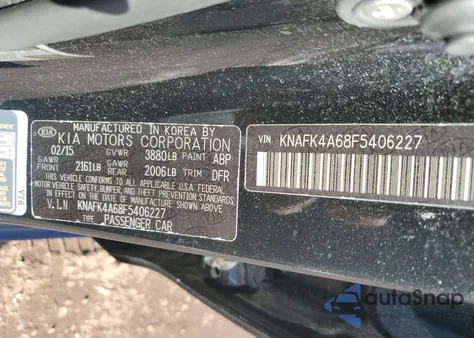 2015 Kia Forte Lx z USA, uszkodzony, nr VIN KNAFK4A68F5406227